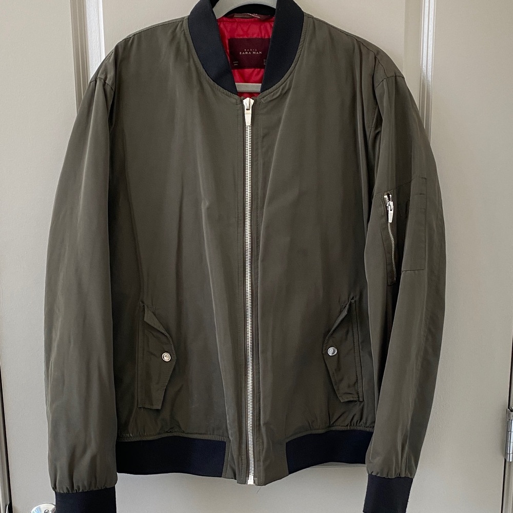 Men's Zara Olive Bomber Jacket